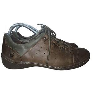 Born Shoes Women 8.5 EU 40 Brown Green Leather Lace Up Comfort Oxford Preppy